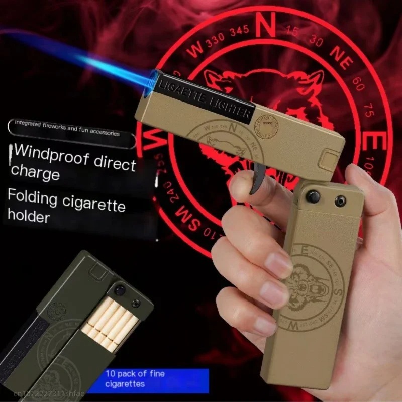 Folding Gun Type Cigarette Case Lighters
